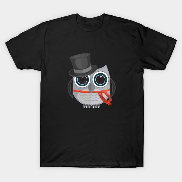 Top Hat Owl T-Shirt by adamzworld